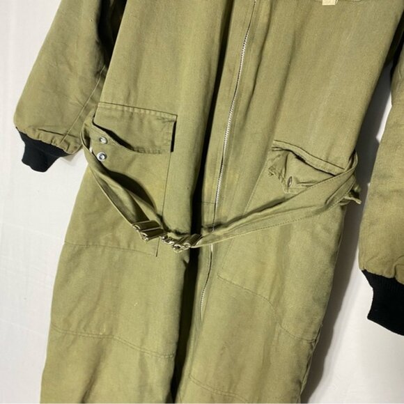 Vintage Work Horse Army Green Zip Front Insulated Coveralls XL - Picture 15 of 16